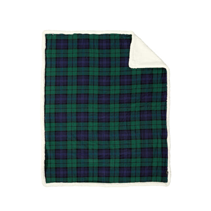 Flannel Sherpa Blanket w/ Leatherette Patch