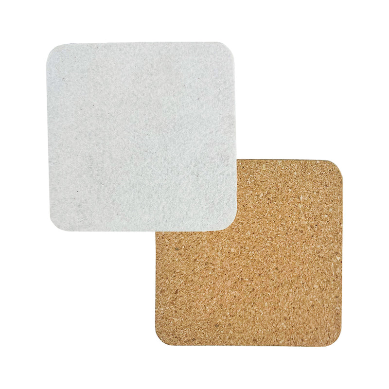 Full-Color Felt & Cork 4" Square Coaster