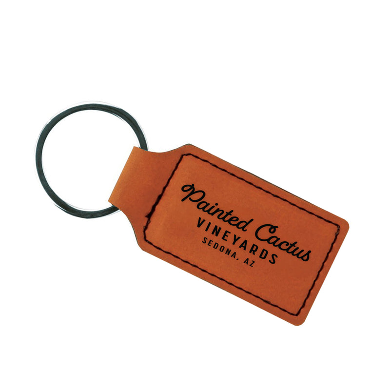 Laser-Engraved Leatherette Keychain